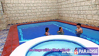 SWIMMING COACH HAS A THREESOME FUCKING EMMA ANTURIN AND KATHY LEE IN THE ASS AFTER THEIR FIRST CLASS.