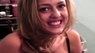 Bigtitted retro babe showing off pierced clit