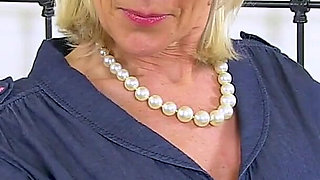 English GILF Elaine Wears Black Tights and Plays with a Sex Toy