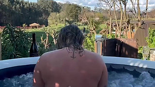 Outdoor Sex with a Hot Blonde MILF in a Hot Tub - Jacuzzi