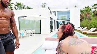 Two busty latinas devoring a giant BBC in a real threesome