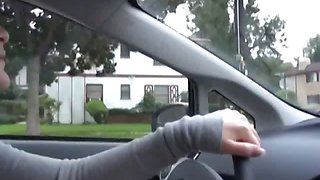 Redhead Emo car driving horny
