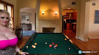 Queen Pumpkins Thumbs Her Wooly Vulva On A Pool Table