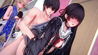 Wuthering Waves- Chisa X Phoebe FFM Rough Sex BDSM - 3D Hentai Animations