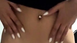 Busty curly brunette with big boobs fucks on couch