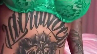 Tattooed Latinas Party with Wild Dildo Fun in Bed