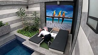 Hotel Waiter Surprise: I Undress, He Eats My Tight Pussy, Then I Give a Blowjob Until He Cums in My Mouth