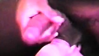 Blindfolded girl swallows black cum #1
