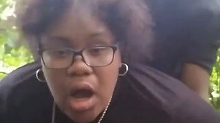 Fucking young thick big booty ebony slut out in public