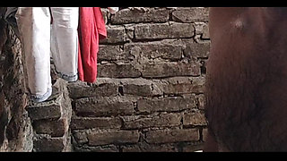 A boy from Bihar is taking a bath in the bathroom, there is a big.