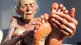 Granny Foot Oil Play - Self Massage Makes Her Horny and Dripping