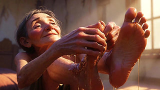 Granny Foot Oil Session - Feeling Intense Pleasure & Craving Tongue