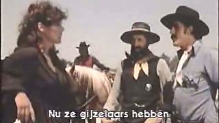 Neat lady in white lingerie gets doggyfucked in the desert by cowboy