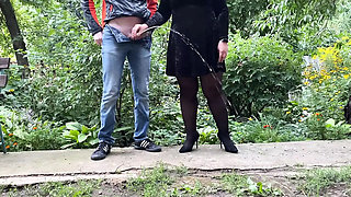 My chubby mature mother-in-law takes charge outdoors