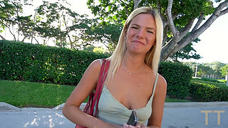 Sexy 20 Year Old Blonde Cheats on Her Boyfriend in Parking Lot -lacy Tate