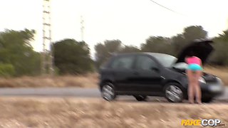 Cop nails glorious 22 year old spanish 🇪🇸 hottie outside - faux cop