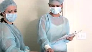 Nurses jerk and suck off Johhny to get a semen sample,