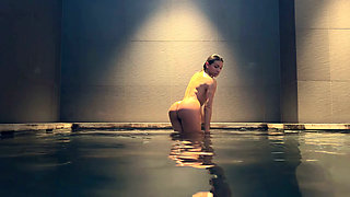 Busty Latina masturbates in the ONSEN! She gets horny and fucks her man in the hotel!