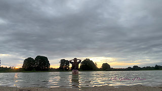 Showing My Body and Having Fun Saying Things in the Evening in an Empty Lake