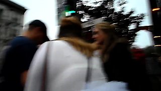 Hot amateur babes with magnificent asses upskirt in public