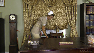 Matron: Sexy Satin Glove Tease & Pussy Play