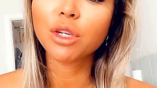 Sexy Blonde Babe With Big Boobs Strips Bra