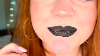 BBW Redhead Miley Coxxx Spit Fetish-- Mouth Close up -- Pierced Tongue