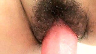 Sinfully Japan goddess Meina fucking her oiled hairy pussy