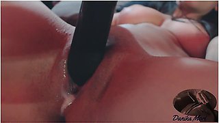 Creamy pleasure dripping down her thighs