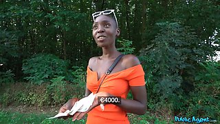 Public agent - african woman with Hairy Pussy and Big Ass shoots a load hard on my cock