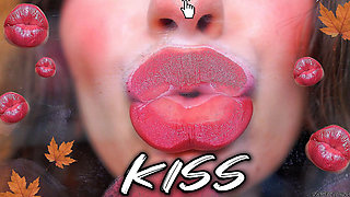 Autumn Seduction Shiny Bronze Red Kisses with Tongue