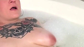 Big Ass White Girl Plays with BBC Toy in Bath