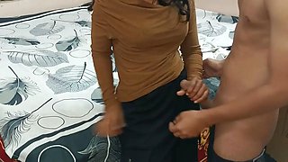 18 year old girl neighbor comes to take dick inside her , cum on her boobs