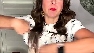 Brunette solo darling masturbating at home