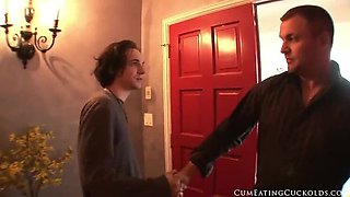 Allie Haze Makes Cuckold Lick Dick and Swallow Cum