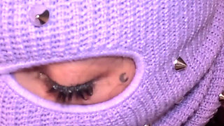 Sexy Mixed Ebony in Ski Mask Receives a Throat Pie