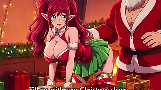 Santa give special gift to busty milf on Christmas