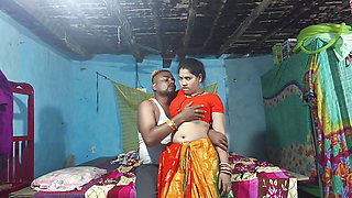 Desi Bengali bhabhi ke saath masti romance and kissing scenes, Orange blouse and white bra remove big boob press by rahul