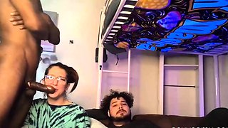 Horny brunette slut fucked by boyfriend and his BBC fri