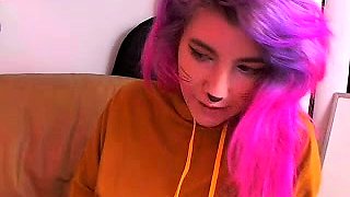 Kinky amateur girl flashes her boobs and teases with a dildo