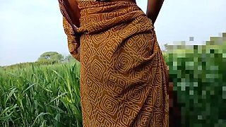 Desi 18-year-old married bhabhi fingers her wet pussy in the field, then brother fucks her tight butt outdoors