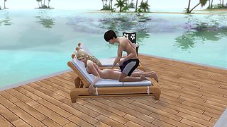 Duo in love have fuckfest in public on the beach