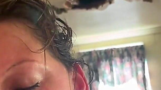 She Loves Sucking on Her Knees Dick Down Her Throat