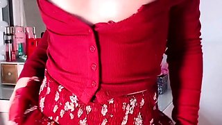 Small titted teen Bella masturbates outdoors