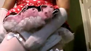 Creepy dude is laying in his bed with his swollen cock exposed