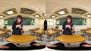 Passionate Japanese student entices viewer in steamy VR school fantasy