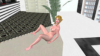 Office Finger Fun: 3D Cartoon Beauty Getting Two‑finger Pussy Play