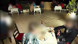 Public Restaurant Orgy: Hot Licking & Fucking with Sarah Kelly & Alexandra Wett