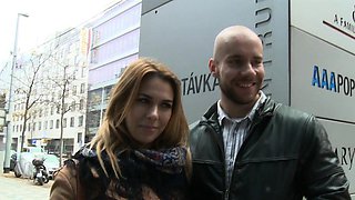 Amazing Busty Teen and Her BF Gets Money for Public SEX