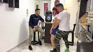 Dancing to Reggaeton with my Friend's Lover, I Rub my Cock on her Behind while Onlookers Watch